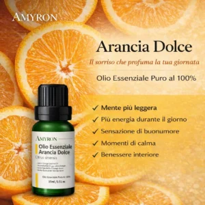 Olio Essenziale Arancia Dolce AMYRON per aromaterapia con aroma agrumato naturale