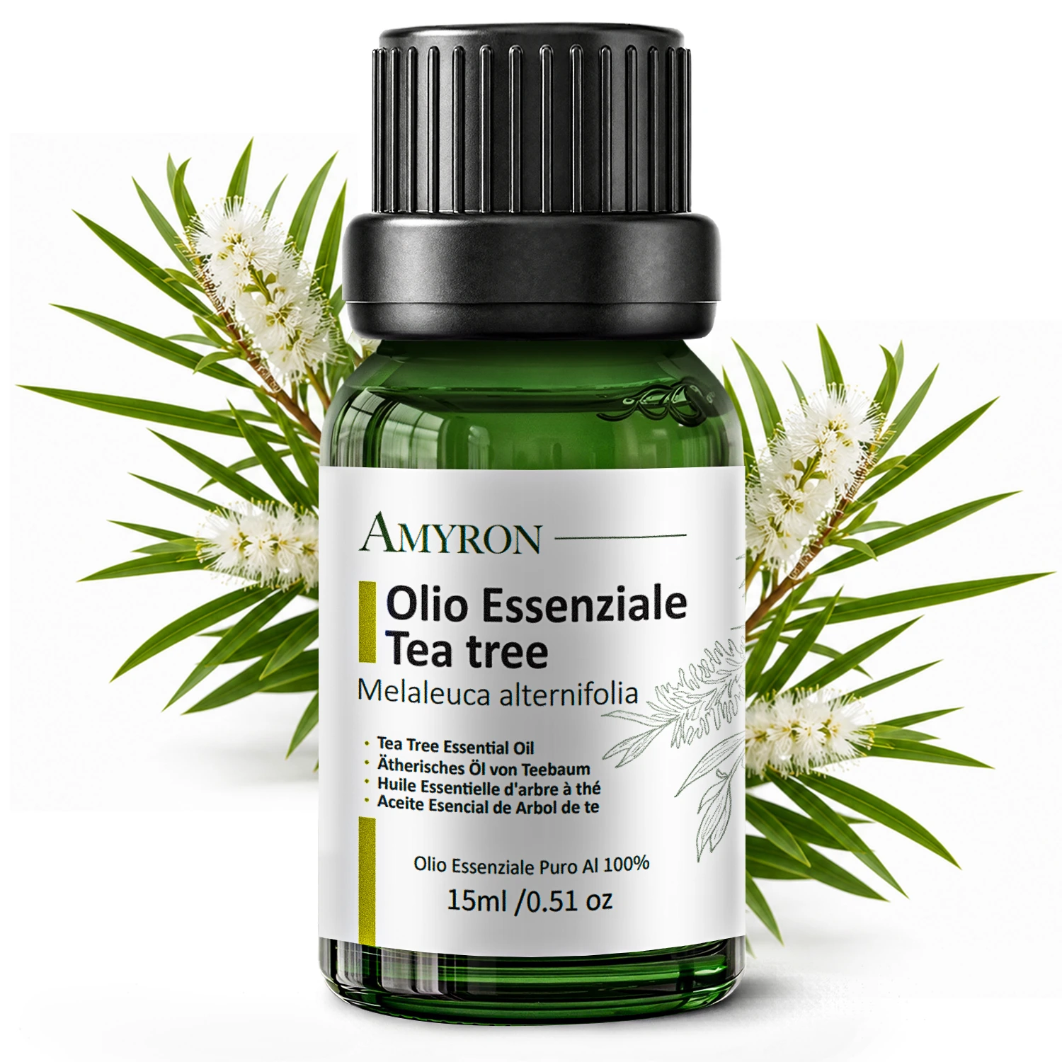 Olio essenziale Tea Tree AMYRON 15 ml puro e naturale Melaleuca alternifolia