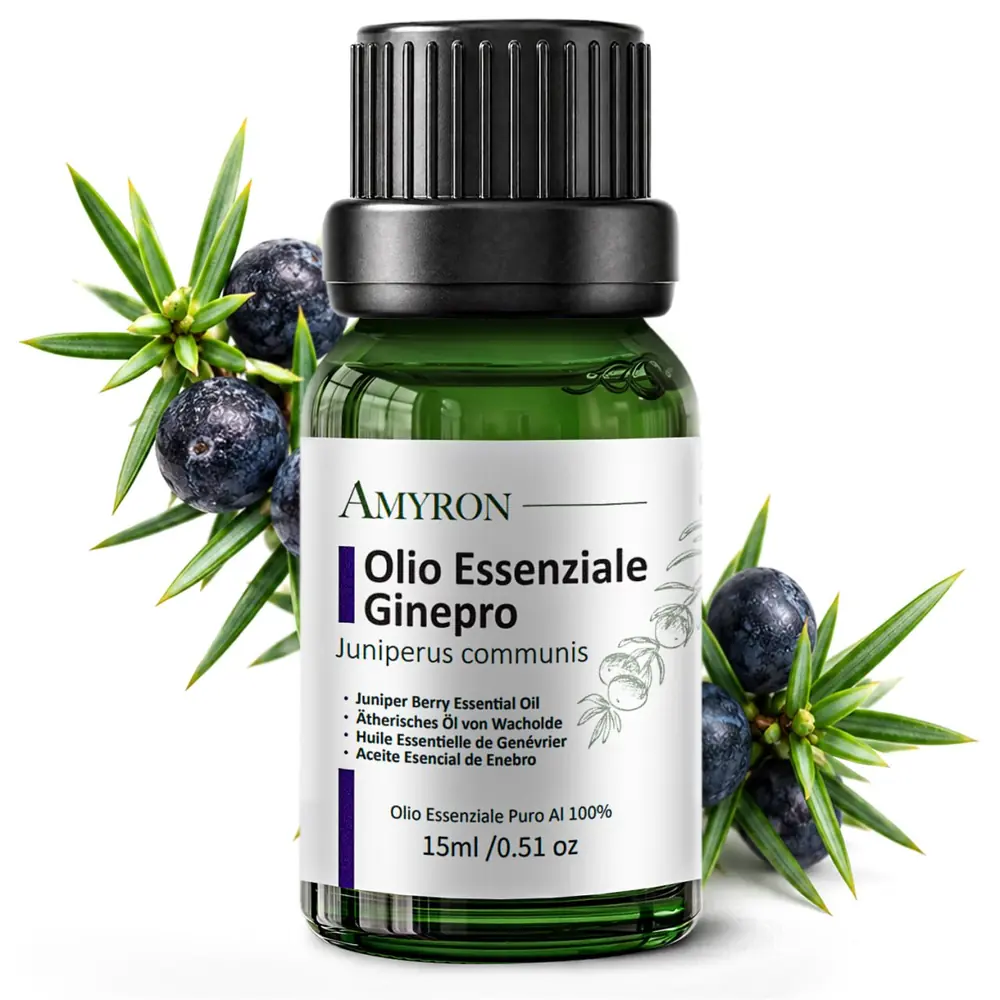Olio essenziale di ginepro bacche AMYRON da 15 ml con bacche di Juniperus communis