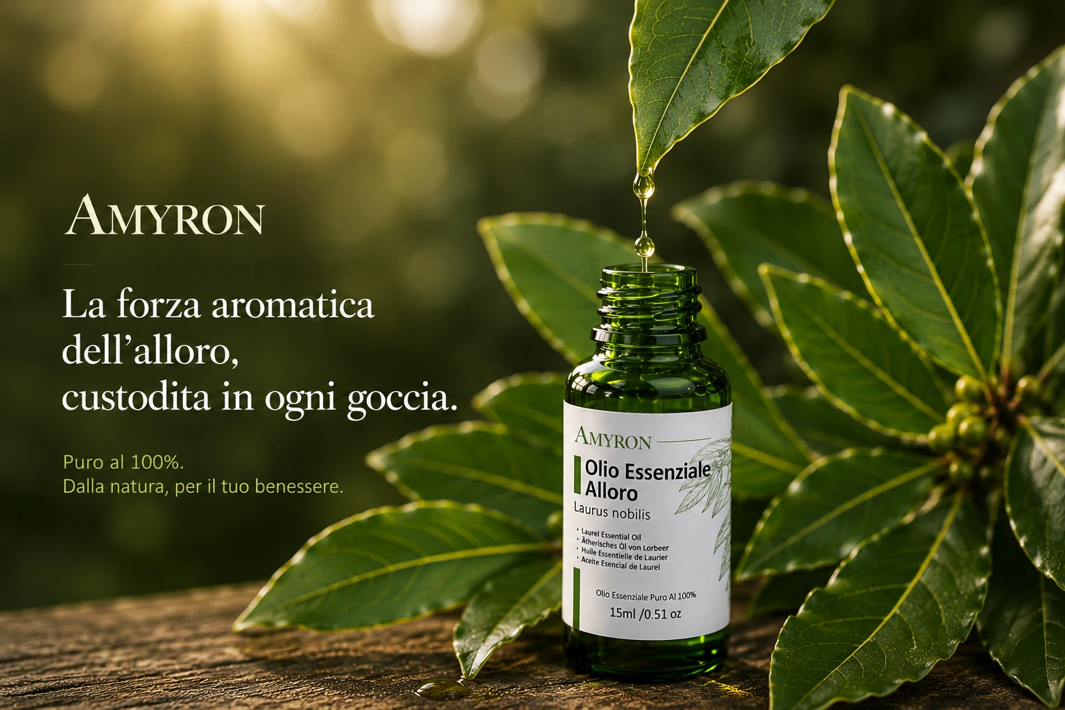 Gocce di olio essenziale di alloro puro AMYRON