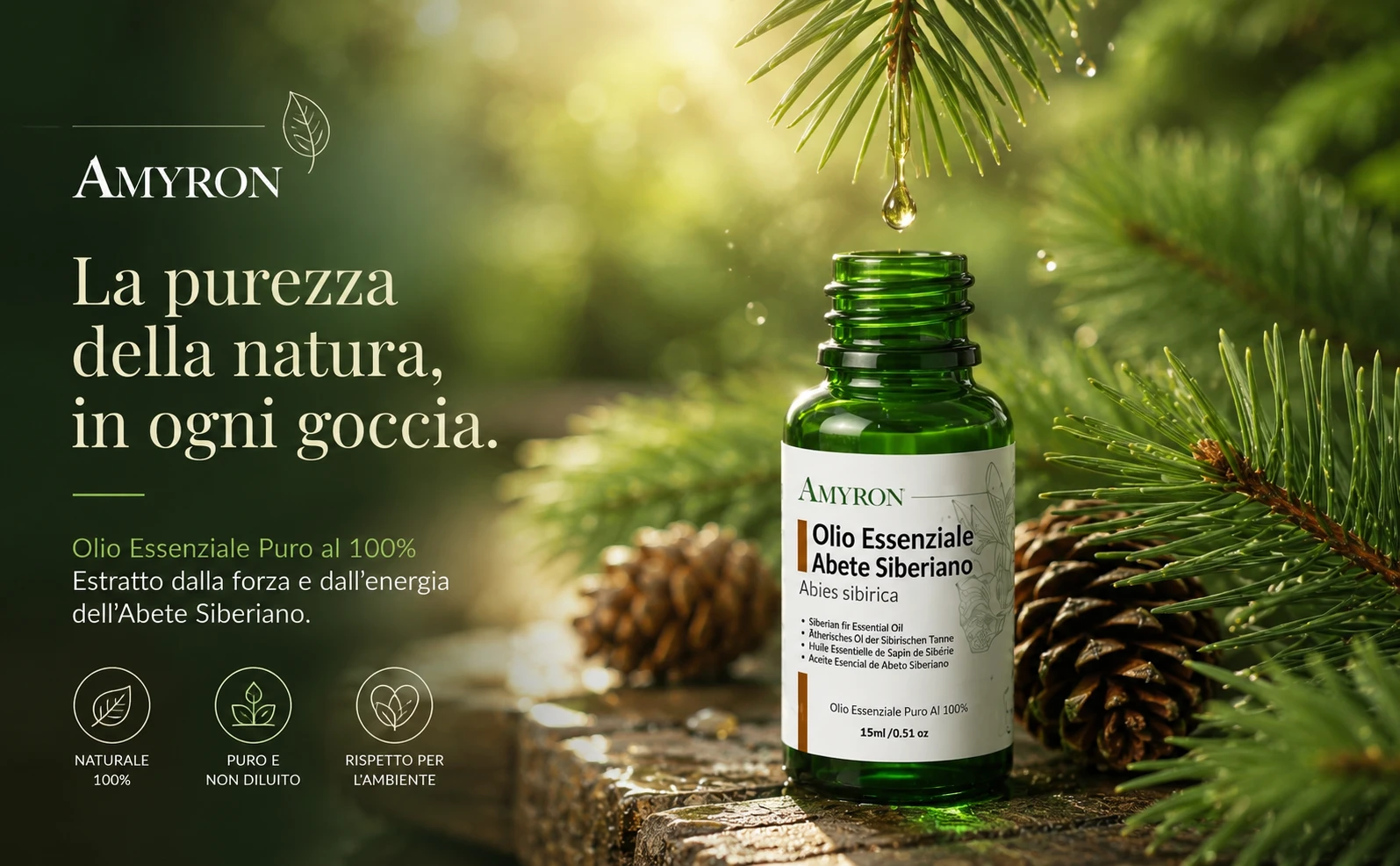 occe di Olio Essenziale di Abete Siberiano puro