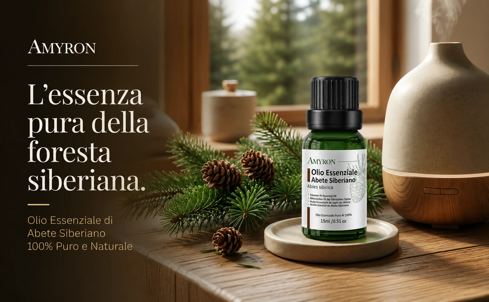Diffusione dell'Olio Essenziale di Abete Siberiano con diffusore