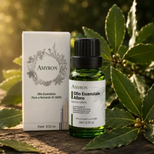 Confezione AMYRON olio essenziale di alloro puro con scatola