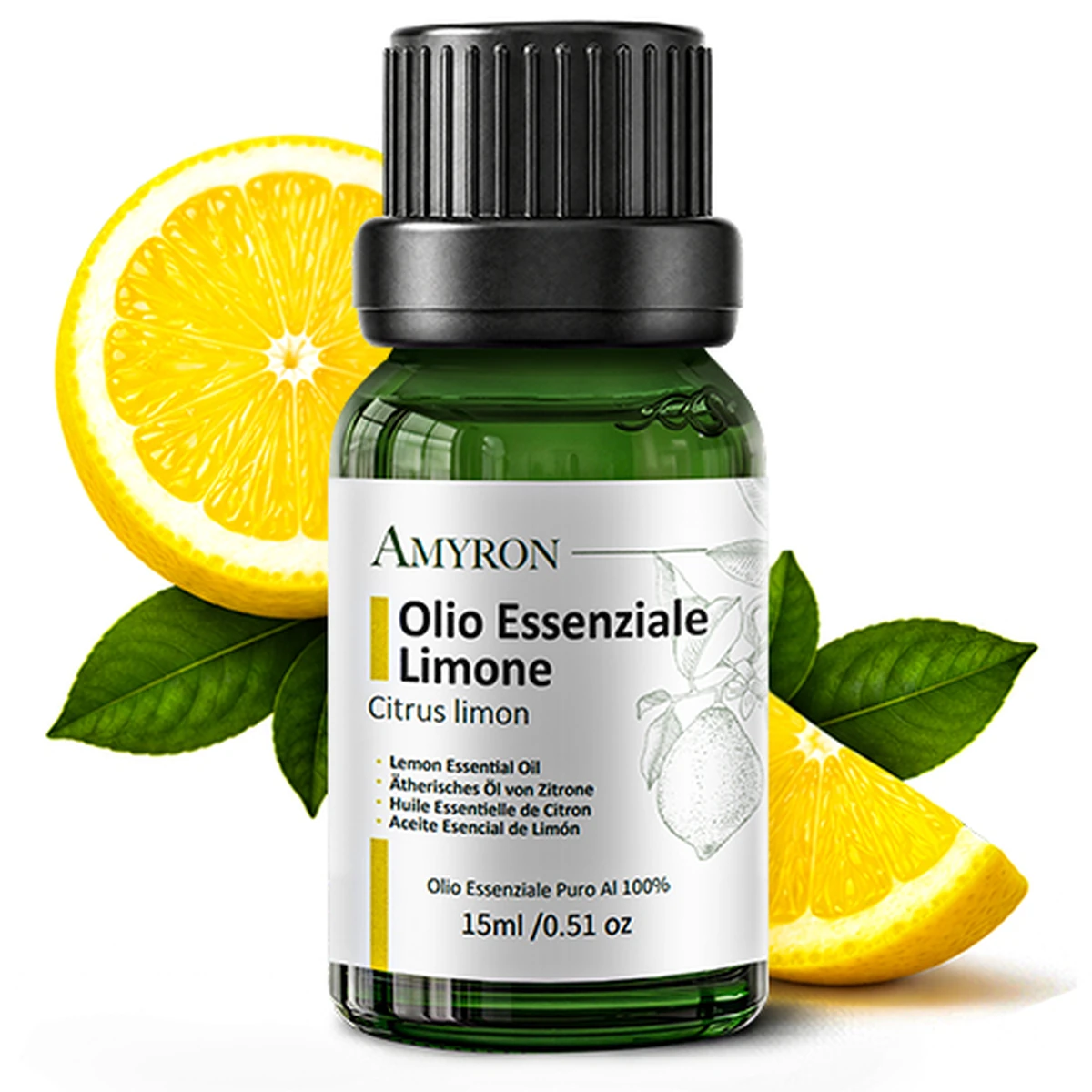 Olio Essenziale di Limone AMYRON 15 ml 100% puro ottenuto dalla scorza di Citrus limon