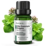 Olio essenziale di origano puro 100% naturale AMYRON in flacone da 15 ml con foglie di origano