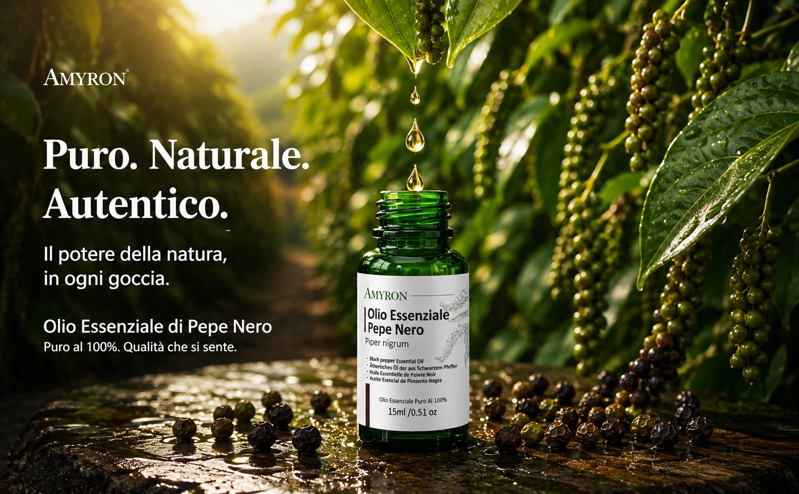 Olio essenziale di pepe nero con diffusore per aromaterapia AMYRON