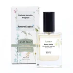 Flacone e confezione del profumo botanico Amore Esotico AMYRON con olio essenziale di Ylang Ylang