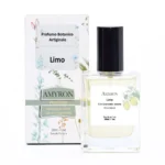 Profumo naturale al limone Limo AMYRON con olio essenziale, flacone e confezione da 30 ml