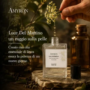 Profumo botanico AMYRON Luce Del Mattino con olio essenziale di Litsea Cubeba e gocce di essenza naturale