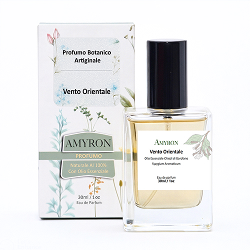 Profumo Vento Orientale AMYRON con olio essenziale di chiodi di garofano e intense note speziate