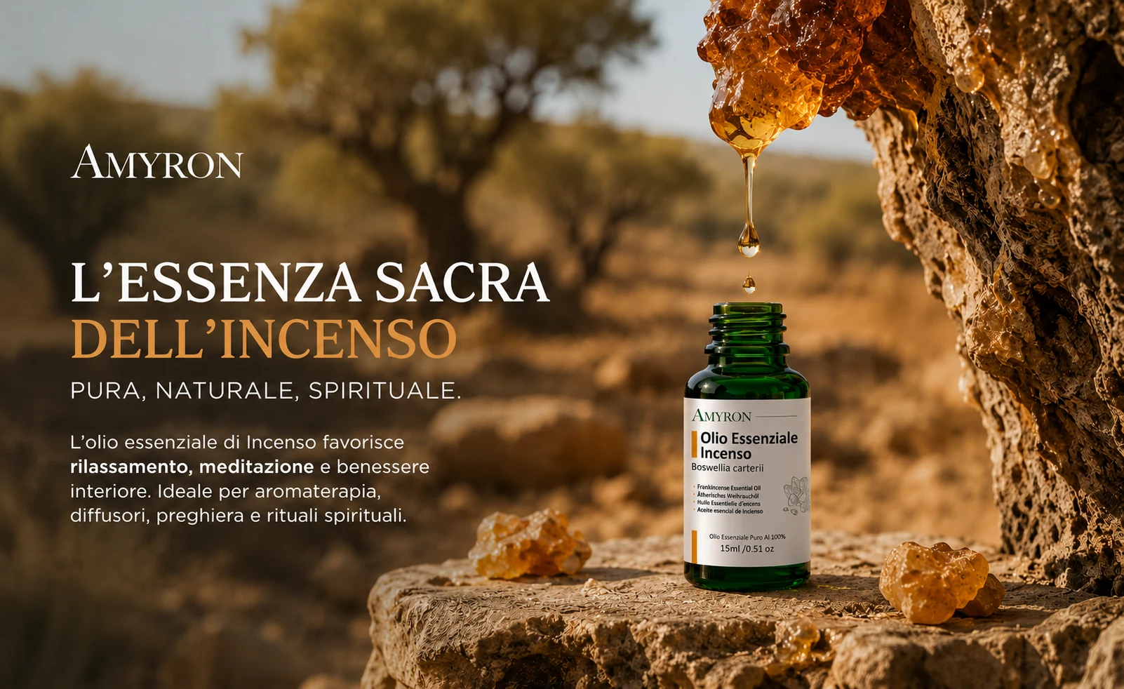 Olio essenziale di incenso AMYRON con resina naturale di Boswellia carterii