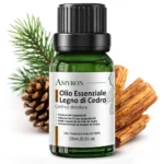 Olio essenziale di Legno di Cedro AMYRON da 15 ml con pigna, ramo verde e legno aromatico di Cedrus deodara
