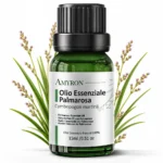 Olio essenziale puro di Palmarosa AMYRON da 15 ml con fiori e foglie di Cymbopogon martinii
