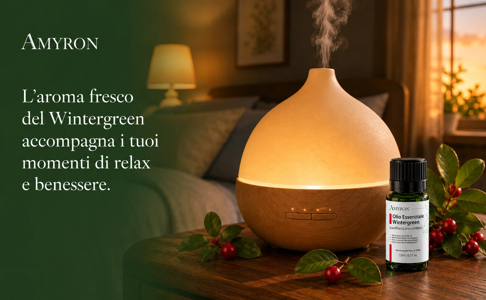 Diffusore con olio essenziale Wintergreen AMYRON in aromaterapia
