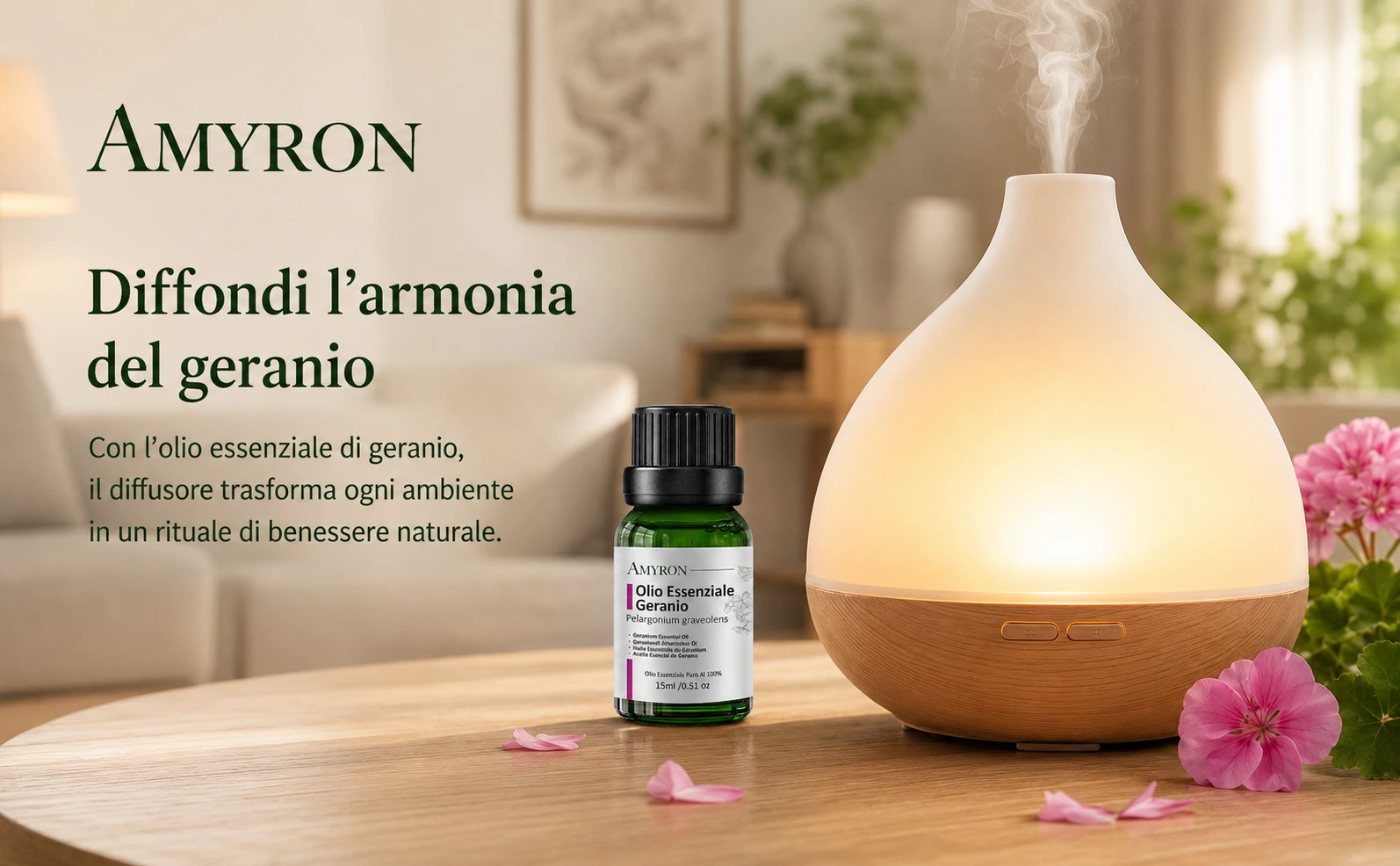 Olio essenziale di geranio per diffusore di aromi AMYRON