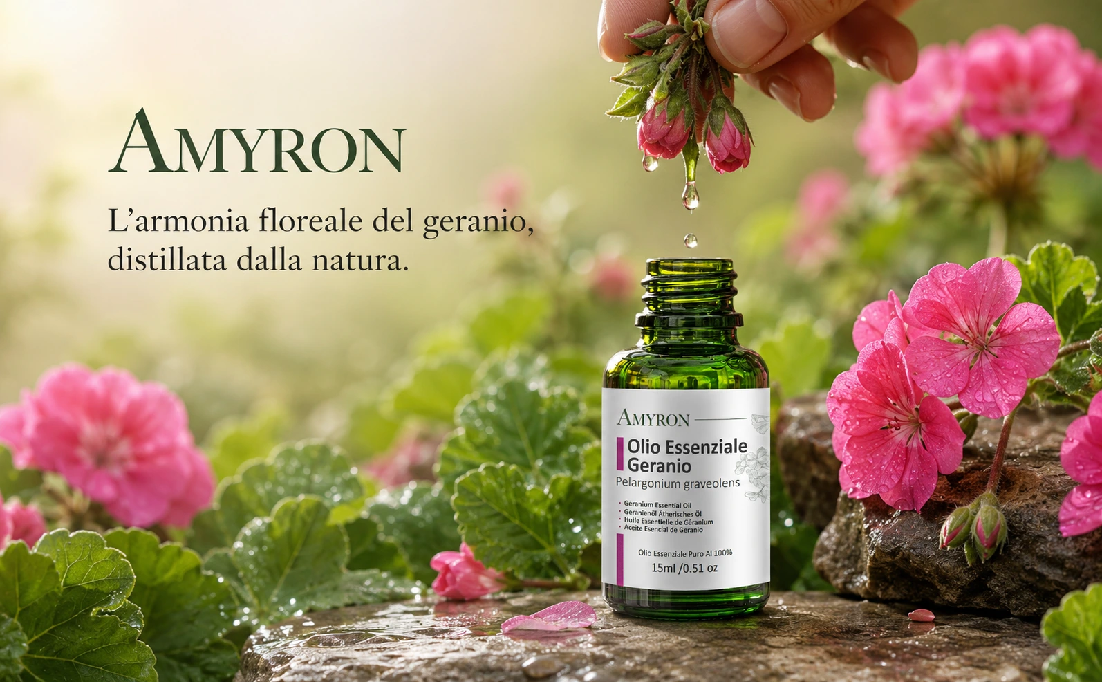 Olio essenziale di geranio per bagno rilassante e aromaterapia