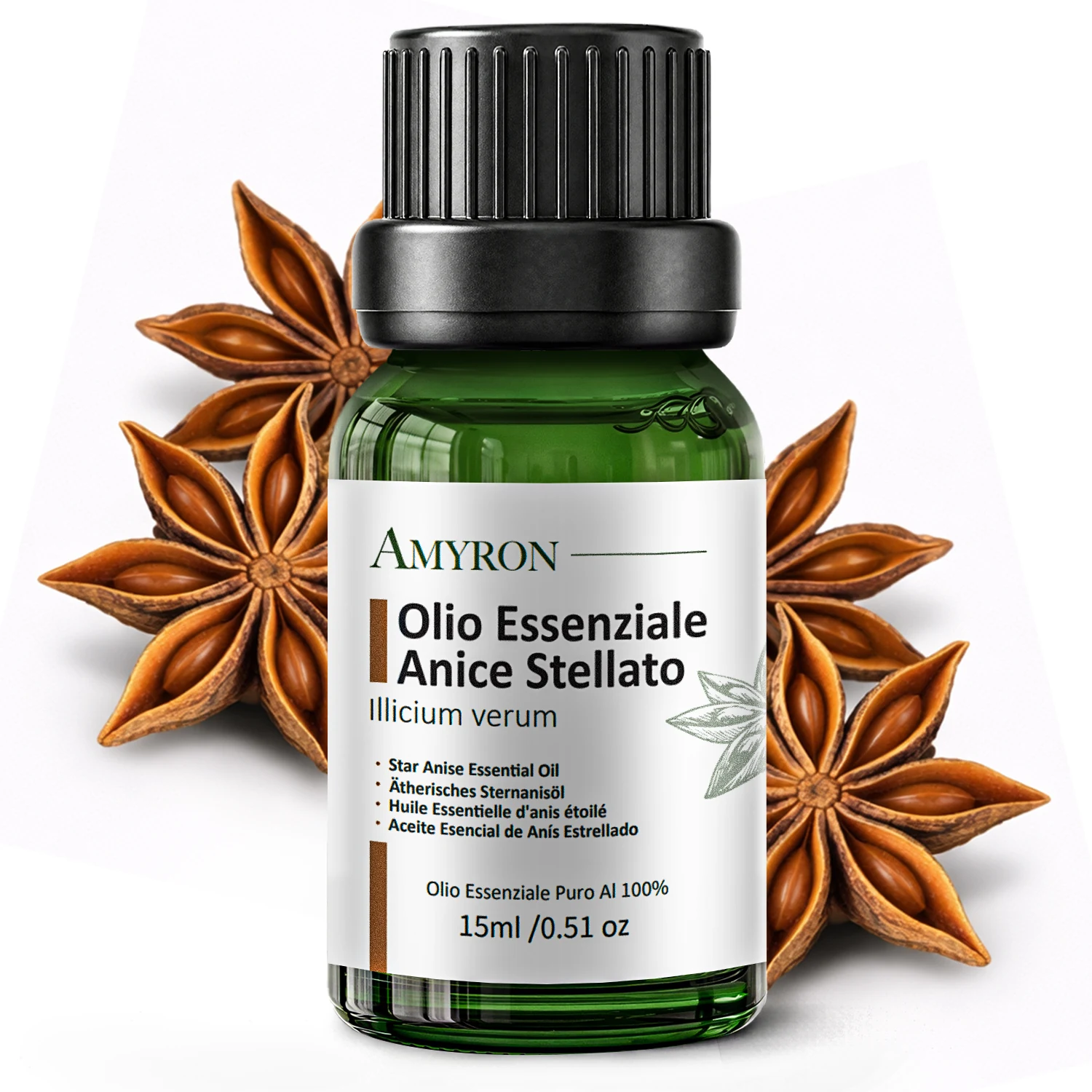 Olio essenziale di Anice Stellato AMYRON puro da 15 ml con frutti stellati