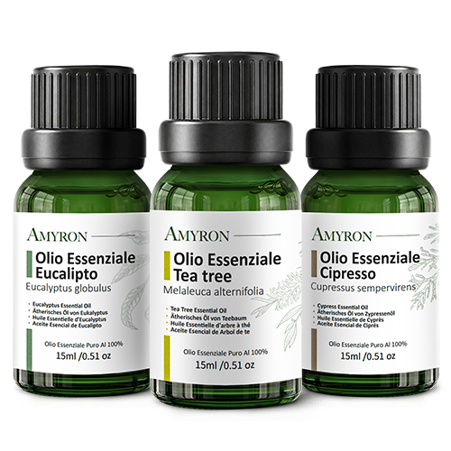 Set Oli Essenziali Respiro Libero AMYRON con eucalipto, menta piperita e cipresso 100% puri e naturali