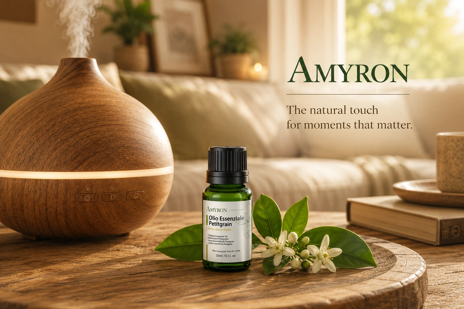 Olio essenziale di Petitgrain nel diffusore per aromi